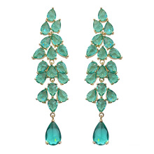 Shangjie OEM joyas Fashion Women Jewelry Earrings Green Zircon Pendant Luxury Earrings Leaf Earrings for Party